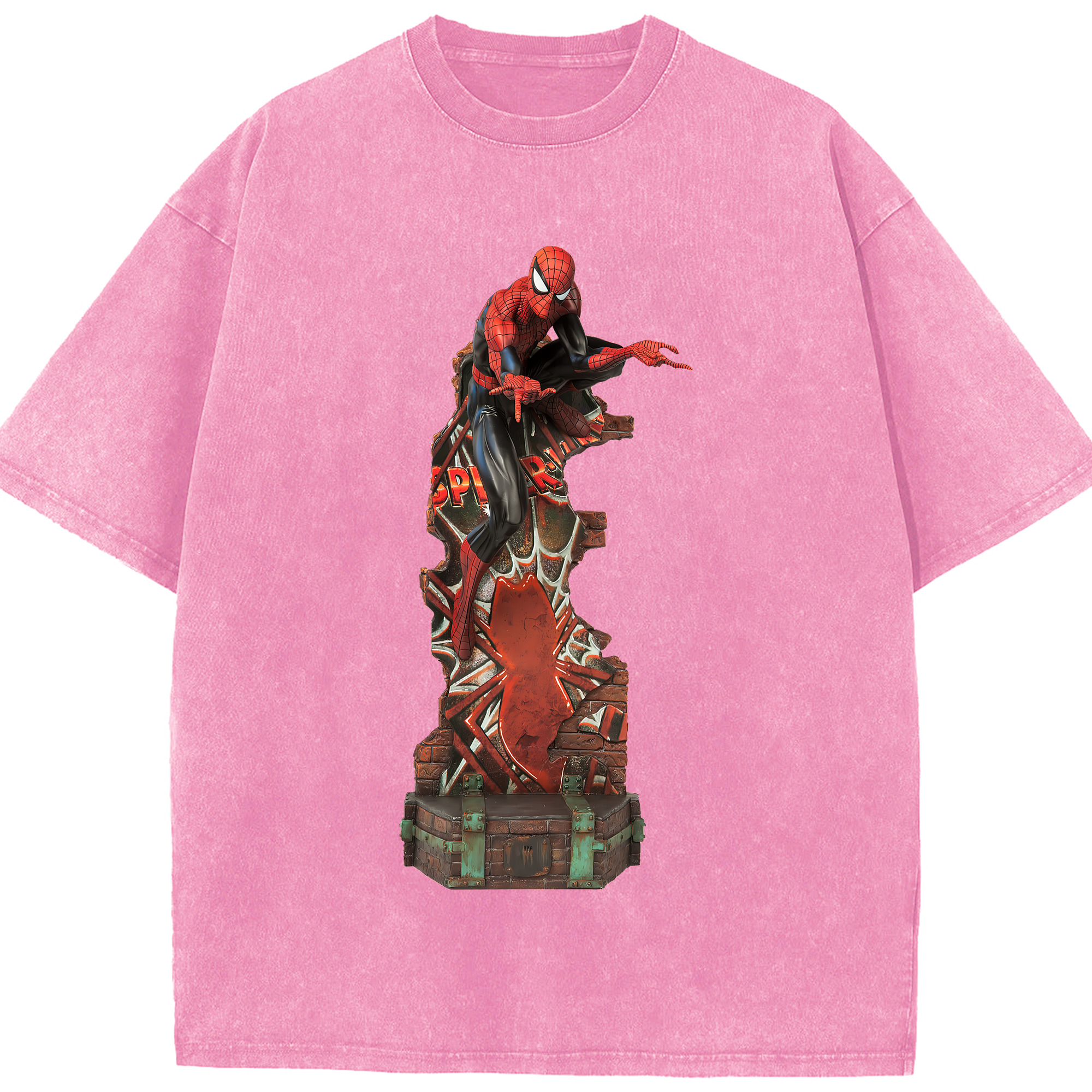 （画像用） Spider Man スパイダーマン 綿100% ヴィンテージ風 半袖Tシャツ（フロントプリント）